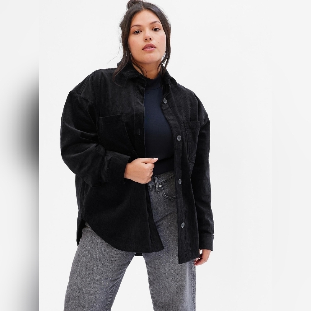 GAP Black Corduroy Button-Down Shirt